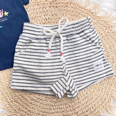 Conj. Blusa Água Viva "Hello Summer" e Short - Marinho e Areia